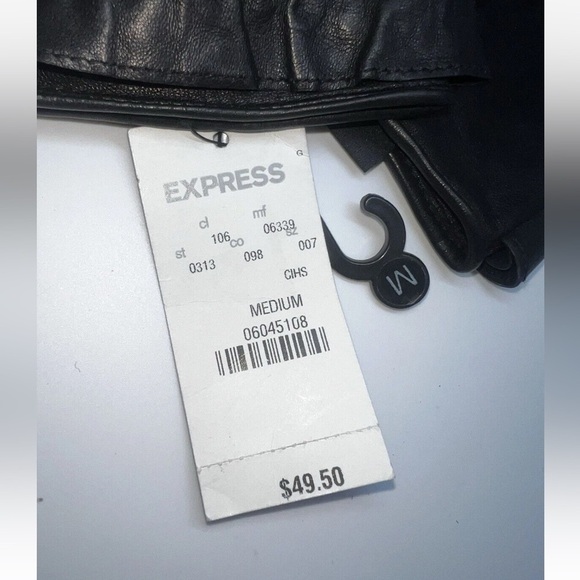 NEW elegant $49 Genuine Black Real Leather Gloves Ruffle women’s Medium winter - Picture 4 of 6